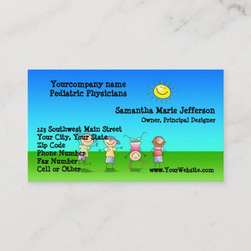 Customizable Kids Playing Outdoors on a Sunny Day Business Card Templates
