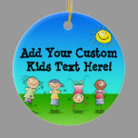 Kids Playing Outdoors on a Sunny Day Ceramic Ornament
