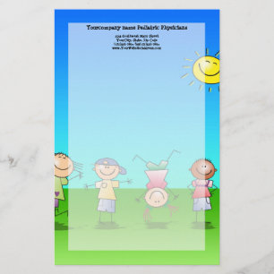 Kids Playing Outdoors on a Sunny Day Stationery