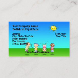 Kids Playing Outdoors, Sunny Day Business Cards
