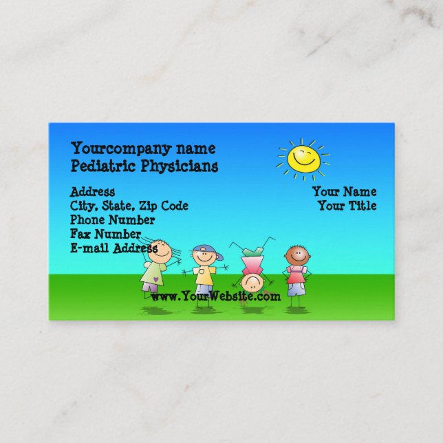 Kids Playing Outdoors, Sunny Day Business Cards (Front)