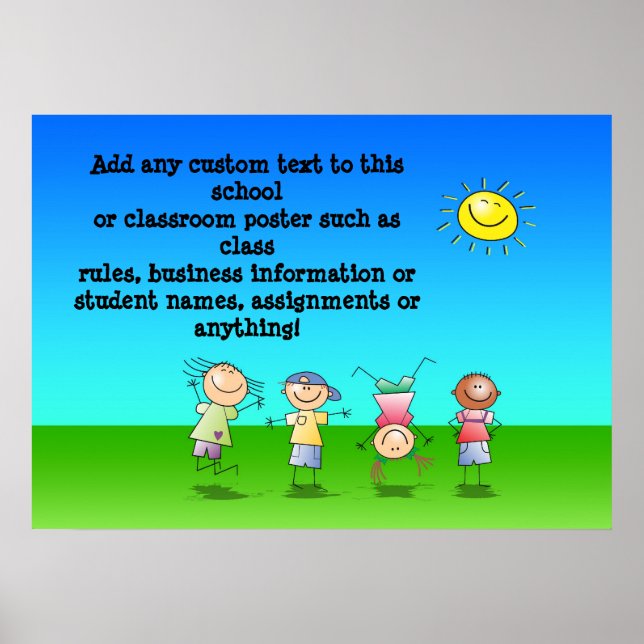 Kids Playing Personalized Classroom Poster (Front)