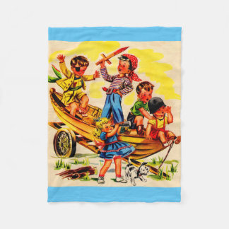 kids playing pirate fleece blanket