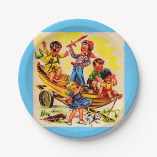 kids playing pirate paper plates