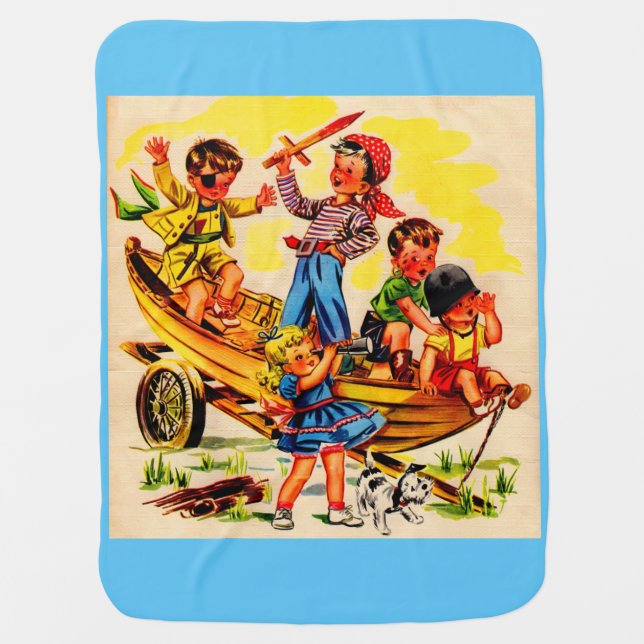 kids playing pirate stroller blanket (Front)