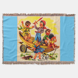 kids playing pirate throw blanket