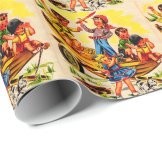 kids playing pirate wrapping paper