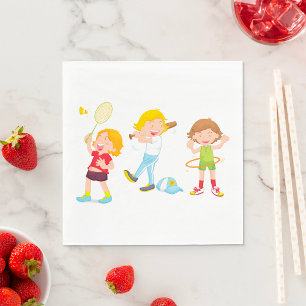 Kids Playing Sports Children Activity Napkins