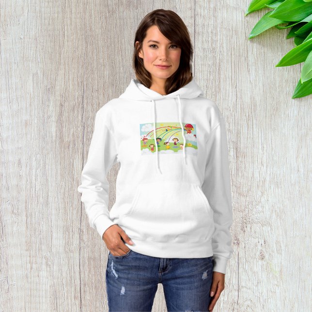 Kids Playing Under Rainbow Firefighter Spray Hoodie (Creator Uploaded)