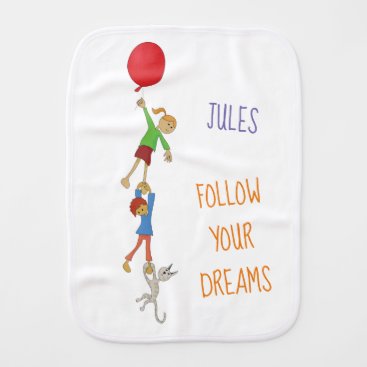 Kids playing with balloons baby burp cloth