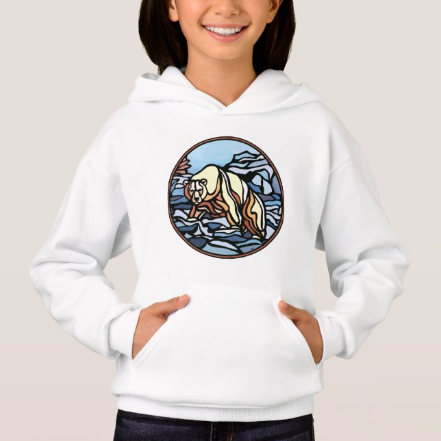 Kid's Polar Bear Hoodie Bear Art Hoodie Shirts (Front)