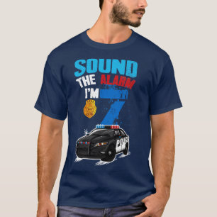 Kids Police  7th Birthday Gift Boy Sound The Alarm T-Shirt