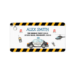 Kid's Police Birthday Party Address Label