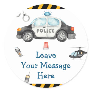Kid's Police Birthday Party Love Your Message Here Classic Round Sticker