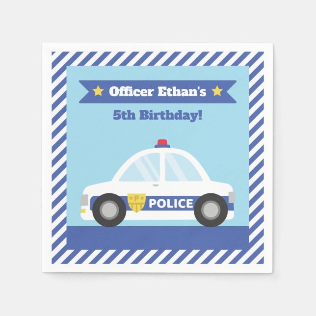 Kids Police Birthday Party Supplies Napkins (Front)