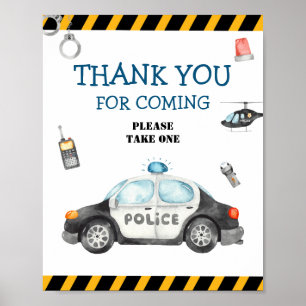 Kid's Police Birthday Party Thank You Poster