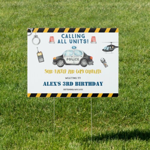 Kid's Police Birthday Party Welcome Yard Sign