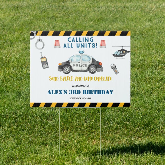 Kid's Police Birthday Party Welcome Yard Sign (Insitu)