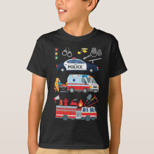 Kids Police Car Fire Truck Ambulance T-Shirt