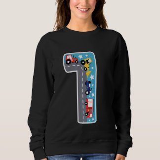 Kids Police Fire Brigade Cars Number 1 Boy First B Sweatshirt