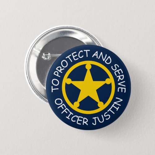 Kids police officer name badge with sheriff star button