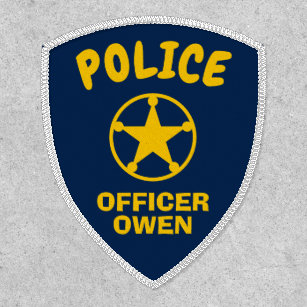 Kid's police officer star badge custom name patch
