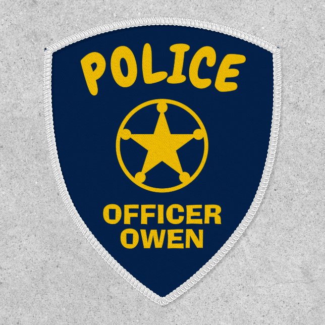 Kid's police officer star badge custom name patch (Front)