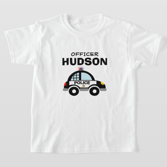 Kid's Police Officer t shirt with patrol car print (Laydown)