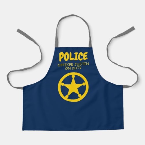 Kids police themed arts and crafts kitchen apron