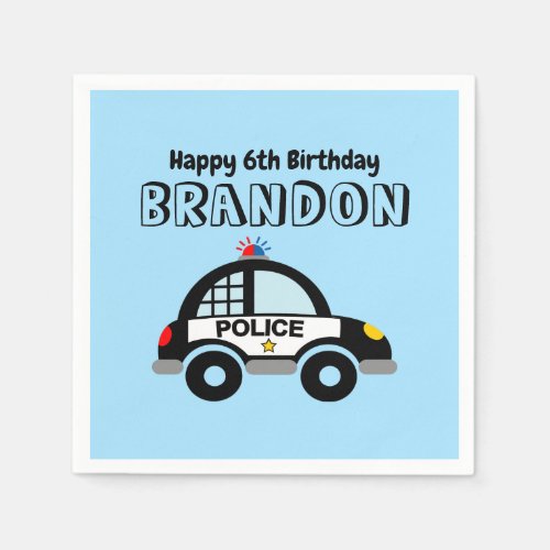 Kids police themed Birthday party napkins