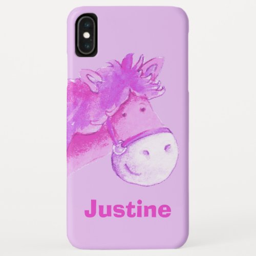 Kids pony purple girls name iPhone XS max case