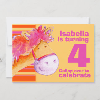 Kids pony treking 4th birthday birthday invite