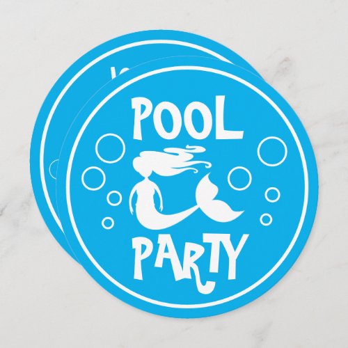 Kids Pool Party Birthday invitations with mermaid