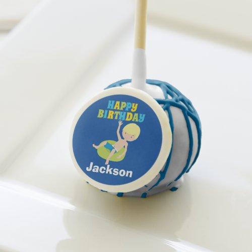 Kids Pool Party Blonde Boy Swimming Birthday Cake Pops