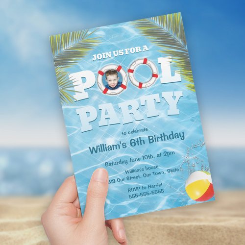 Kids Pool Party Invitation _ Custom Photo Upload
