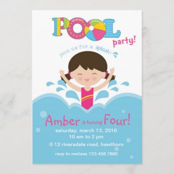 Kids Pool Party Invitation / Pool Invitation by LittleApplesDesign at Zazzle