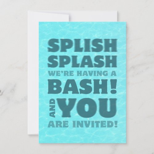 Kids Pool Party Splish Splash Invitation