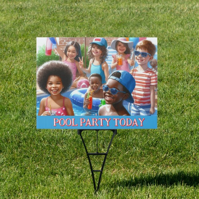 KIDS Pool Party Welcome Yard  Sign (Insitu)