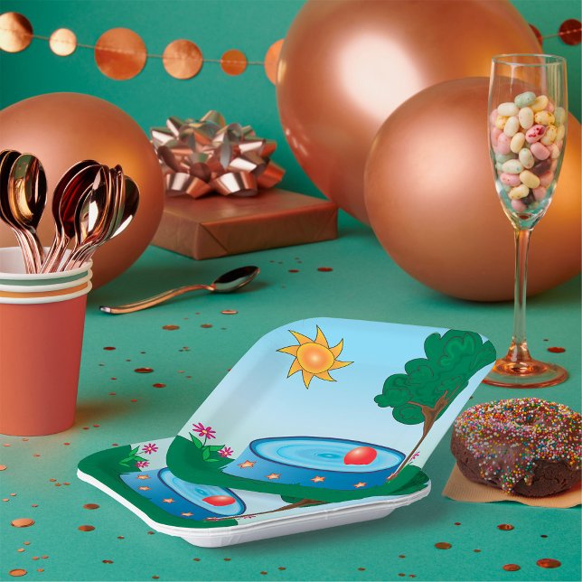 Kids Pool Under A Tree Paper Plates (Creator Uploaded)