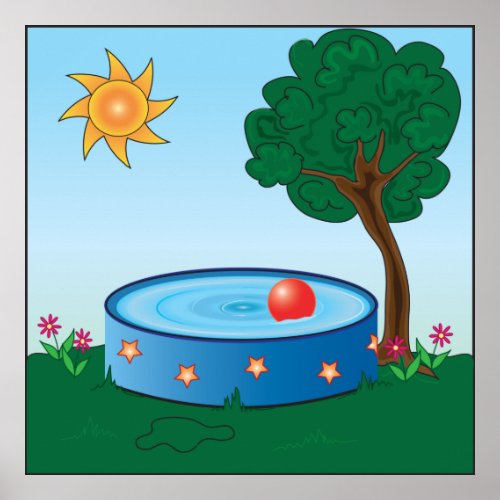 Kids Pool Under A Tree Poster