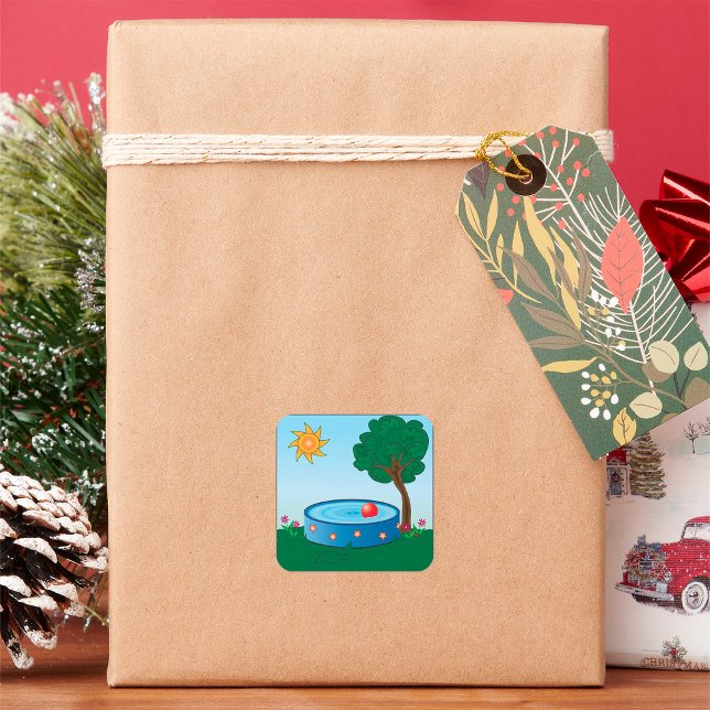 Kids Pool Under A Tree Square Sticker (Creator Uploaded)