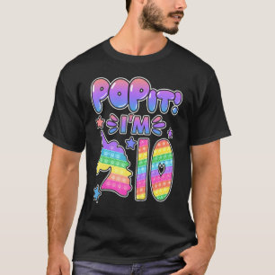 Kids Pop It 10th Birthday Girls Boys 10 Years Old  T-Shirt