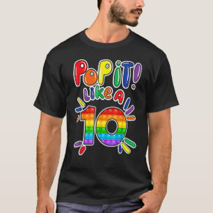 Kids Pop It 10th Birthday Girls Boys 10 Years Old T-Shirt