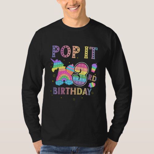 Kids Pop It 3rd Birthday 3 Year Popping Party For  T_Shirt