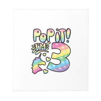 Kids Pop It 3rd Birthday Girls 3 Years Old Fidget Notepad