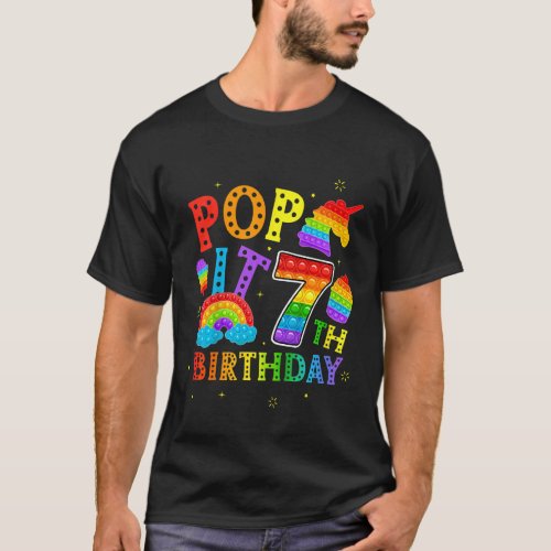 Kids Pop It 7th Birthday 7 Year Popping Party For  T_Shirt