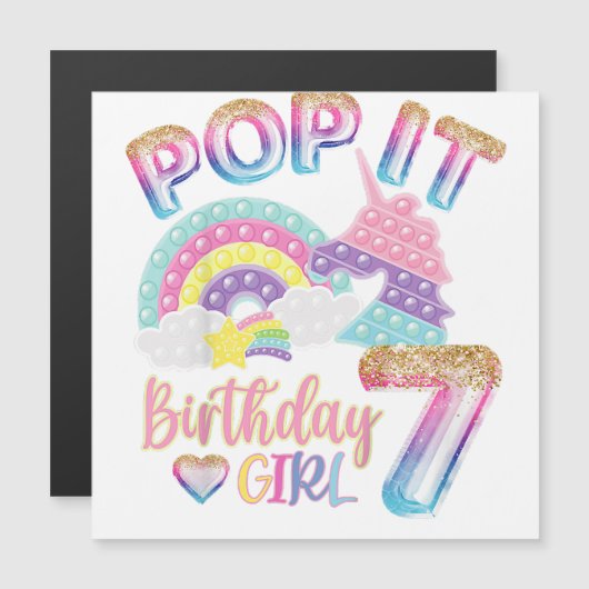 Kids Pop It 7th Year old Birthday Girl Shirt for P (Front/Back)