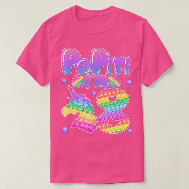 Kids Pop It 8th Birthday Girls Boys 8 Years Old Fi T-Shirt (Design Front)