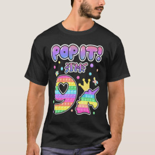 Kids Pop It 9th Birthday Girls Boys 9 Years Old Fi T-Shirt