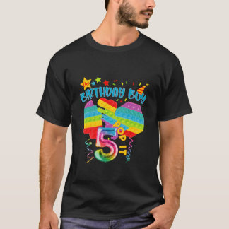 Kids Pop It Birthday For 5 Yr Old Boy Party Theme T-Shirt